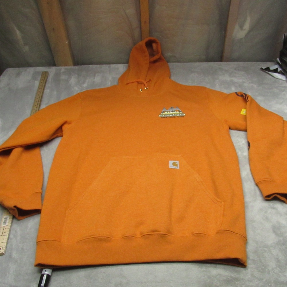 Carhartt‎ Sweatshirt Mens Large Orange Loose Fit Midweight Graphic K288 LOGO NEW